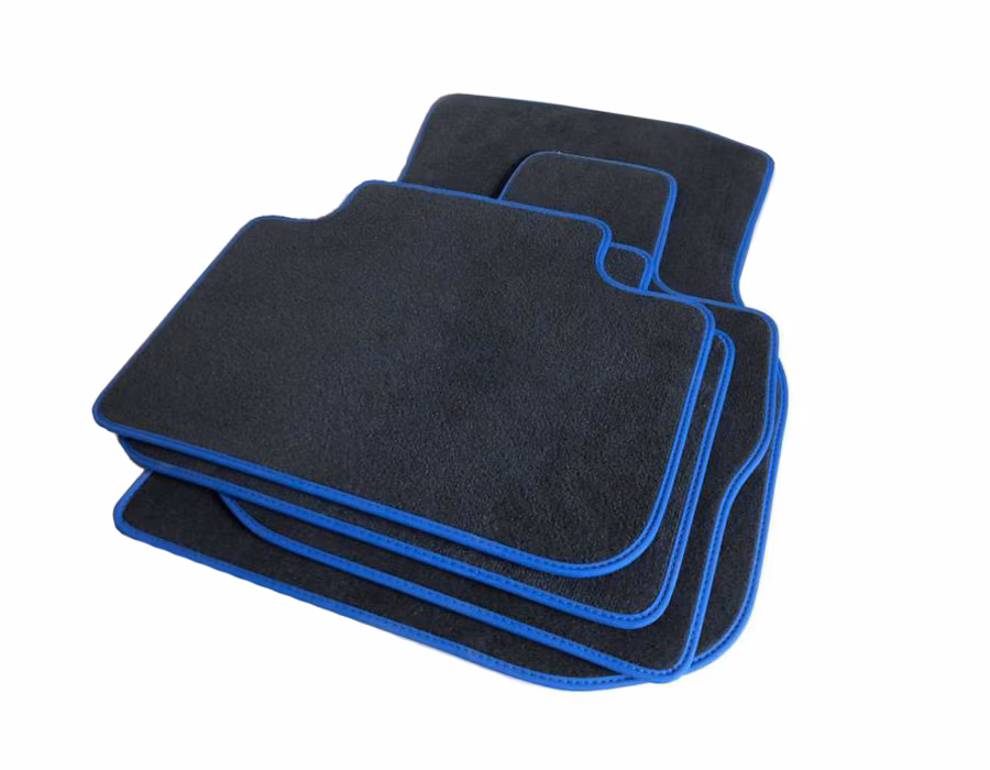 Floor Mat Set, Anthracite with Blue Piping - G01 X3, G02 X4 Floor Mat Set, Anthracite with Blue Piping - G01 X3, G02 X4