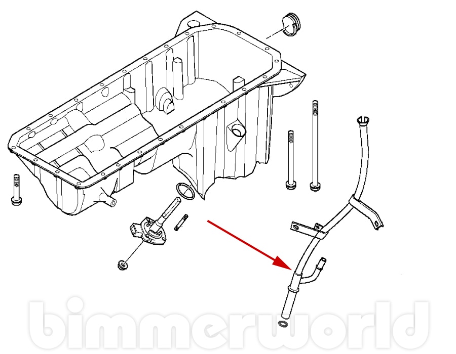 Oil Dipstick Guide Tube, Genuine BMW E46 325xi 330xi & E83 X3 2.5i 3