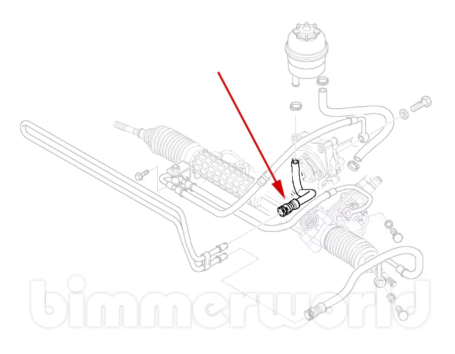 Power Steering Hose (Cooler to Reservoir) Genuine BMW E46 M3