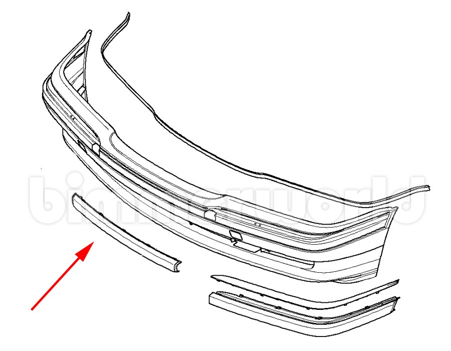 Center Strip For Front Bumper License Plate Delete E38 740i 740iL 750iL