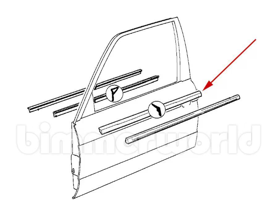 Weatherstrip for Front Left Door to Glass BMW E30 318i 325i
