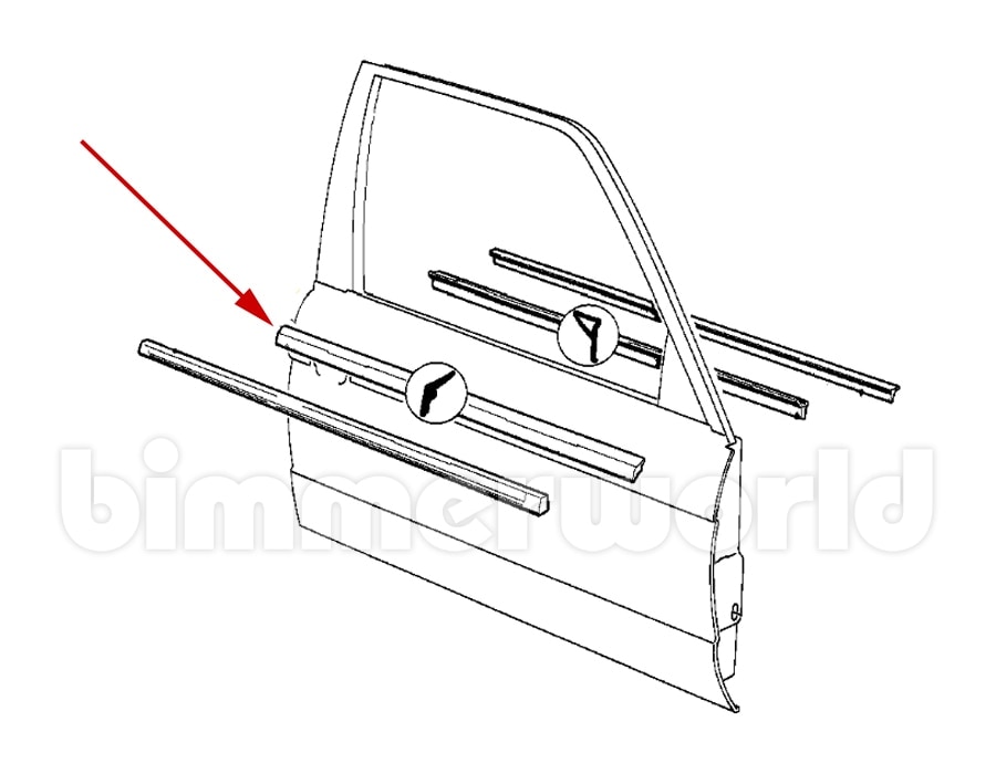 Weatherstrip for Front Right Door to Glass BMW E30 318i 325i Convertible