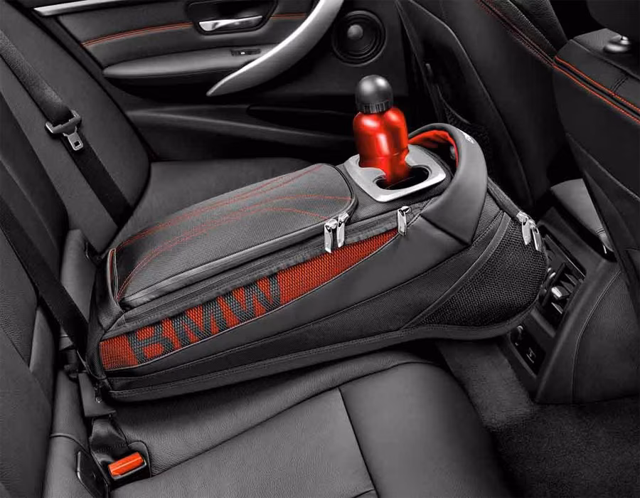 BMW Rear Seat Storage Console/Bag, Black/Red - 52212219904 