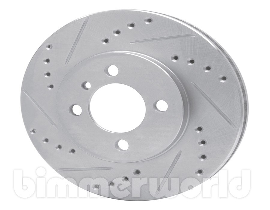 Front Left Drilled & Slotted Brake Rotor, DFC E30 318is, 325e, 325i
