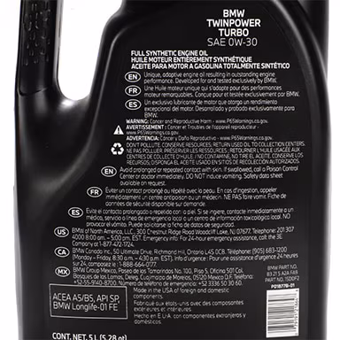 メンテナンス BMW TWIN POWER TURBO SAE 0W-30 6L Genuine BMW TwinPower Turbo Gasoline Motor Oil 0w30 Original