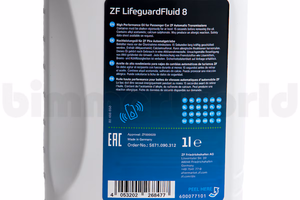 BMW ZF ATF 3+ Lifeguard 8 - 1 Liter Bottle - 83222289720 | BimmerWorld