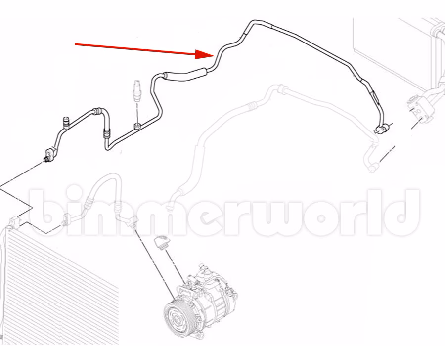Genuine BMW AC Pressure Hose CondenserEvaporator E90 E92 E93 M3