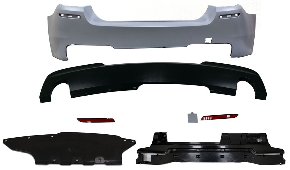 F10 M Sport Rear Bumper No PDC Dual Single Exhaust Outlets