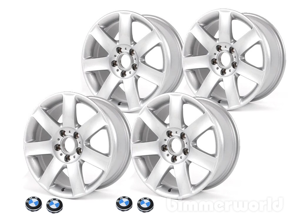 Genuine BMW Style 44 Wheel Set 17x8" Square & Center Caps (E36 E46)