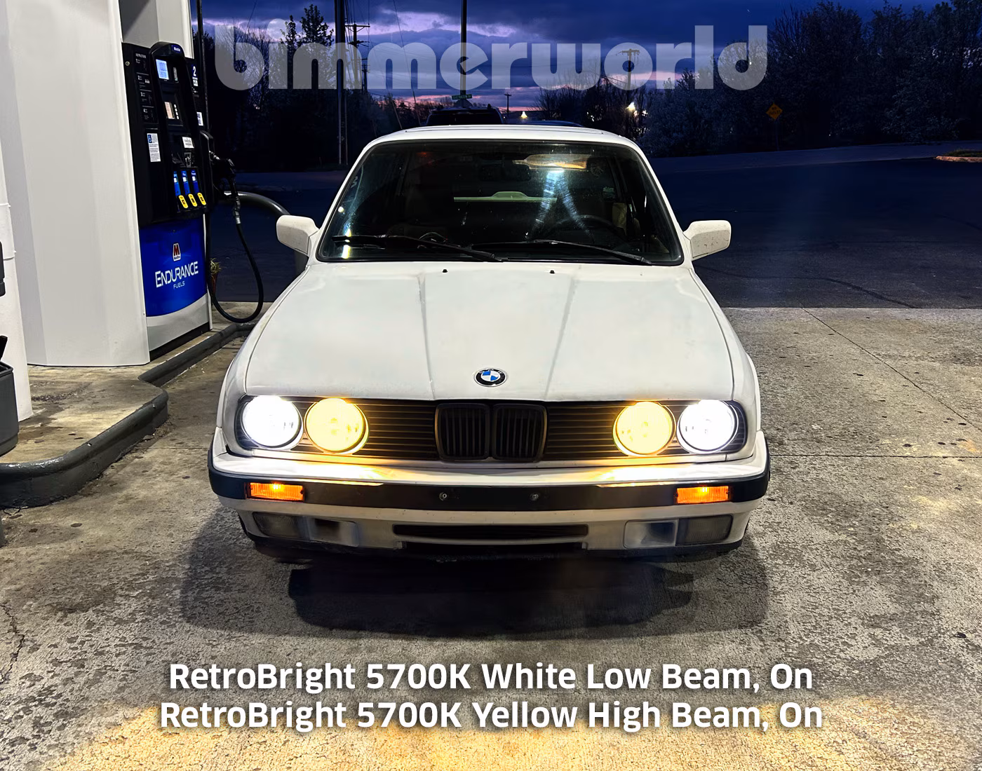 LED Headlight Retrofit Kit 4 Piece Modern White Yellow E30 3 Series