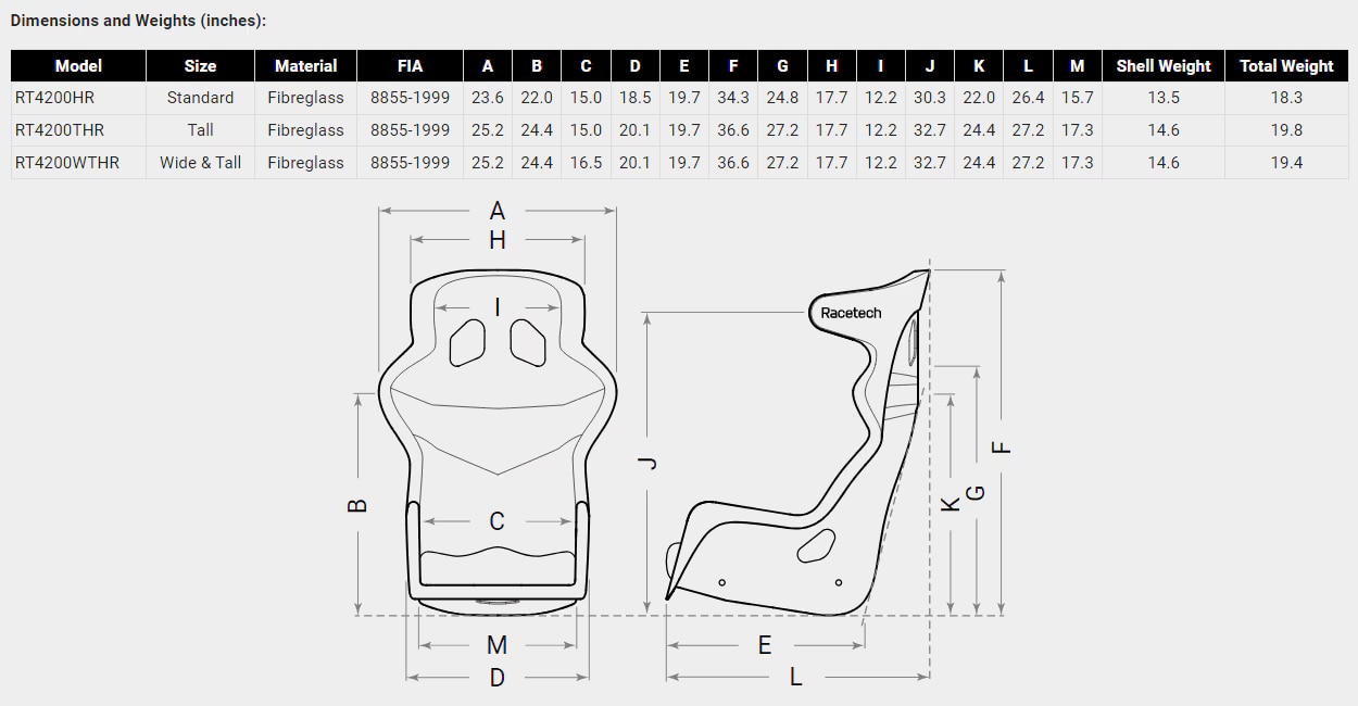 RT4200HR Racing Seat
