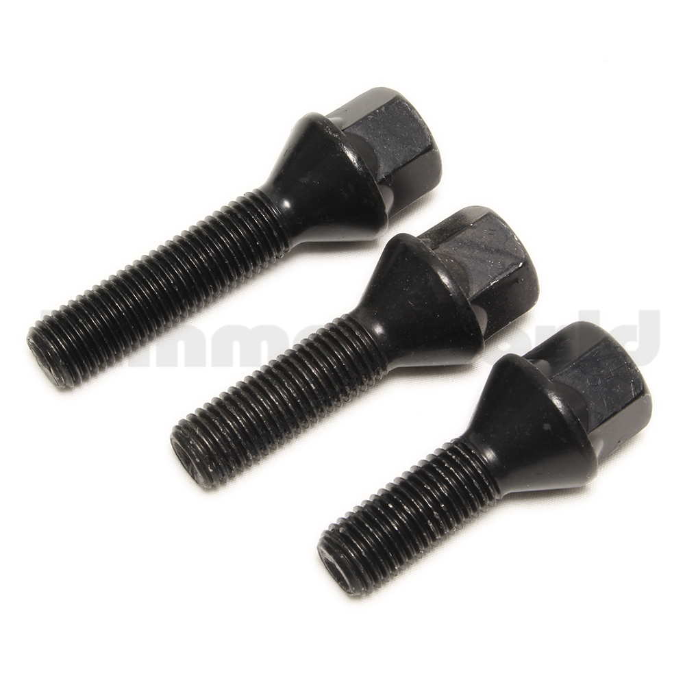 10 x wheel bolts nuts lugs in Black M12 x 1.5 50mm taper for BMW 17mm Hex 