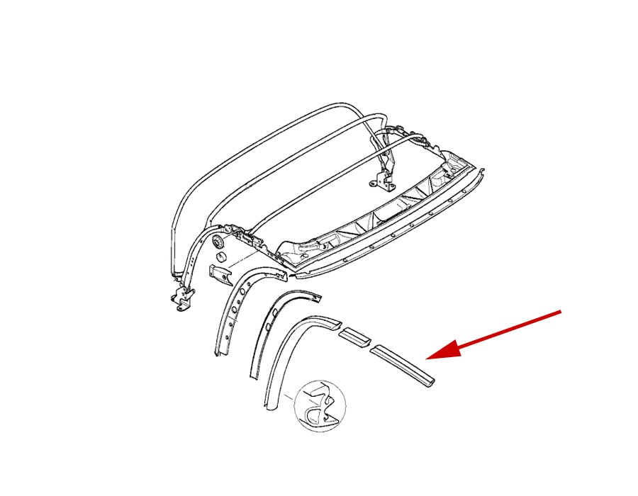 Front Right Window Guide for BMW Z3, MZ3 Roadster
