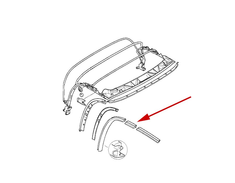 Right Middle Window Guide for BMW Z3, MZ3 Roadster
